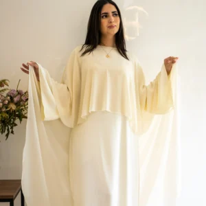 ivory flowing kaftan with wide sleeves
