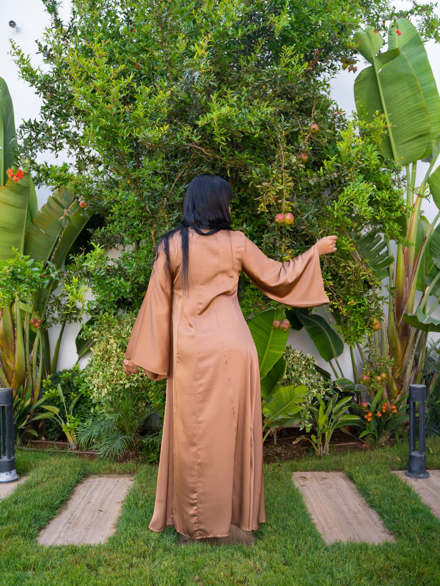 Maisam Brown Flowing Kaftan Dress - Image 3