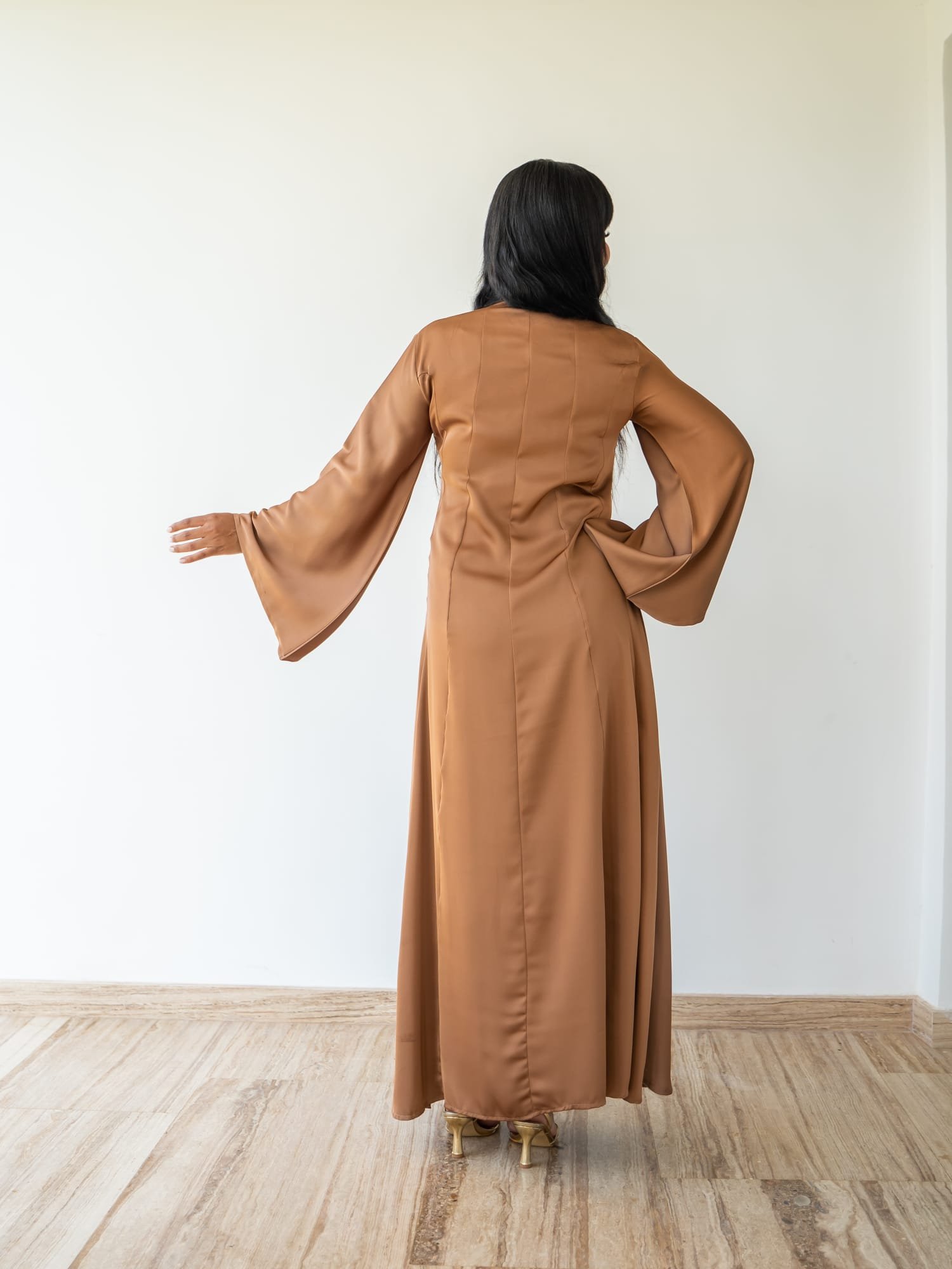 Maisam Brown Flowing Kaftan Dress - Image 6