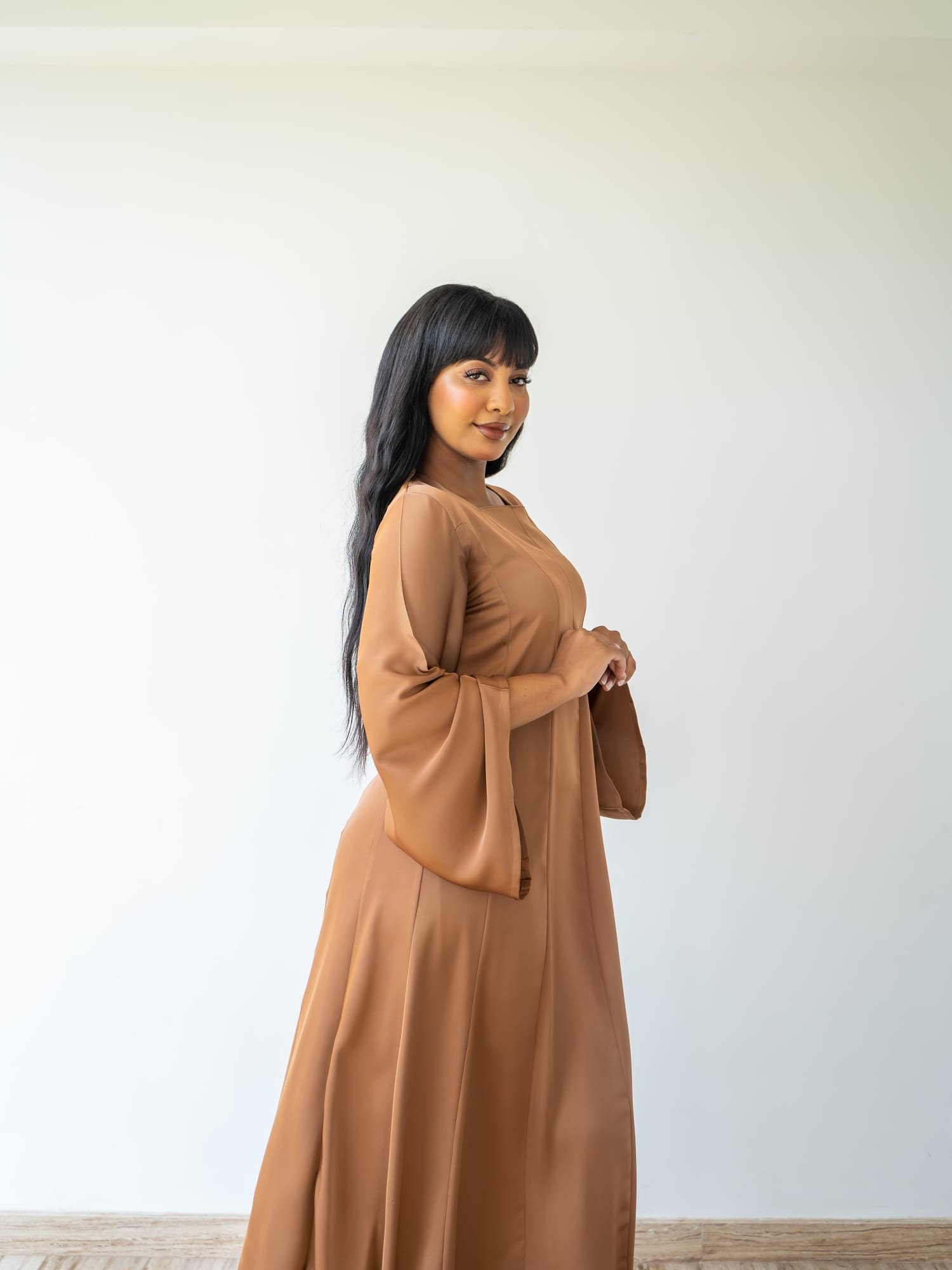 Maisam Brown Flowing Kaftan Dress - Image 5