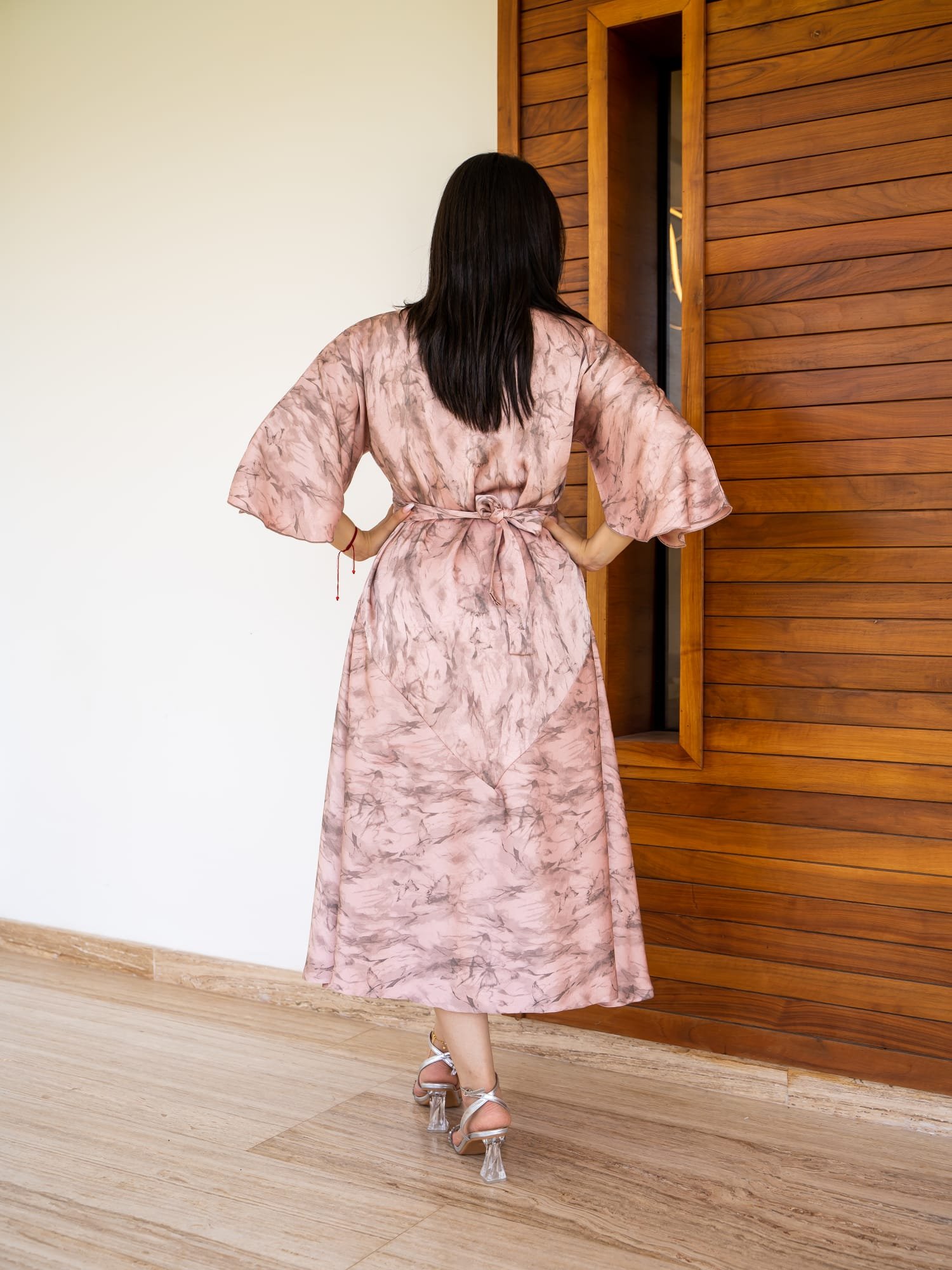 Maisam Blush Marble Print Modest Dress - Image 6